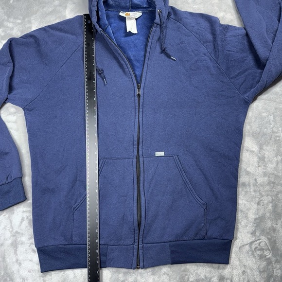 Vintage Carhartt Hoodie Women's XLT Extra Large Blue Full Zip Fleece Lined - Picture 6 of 9